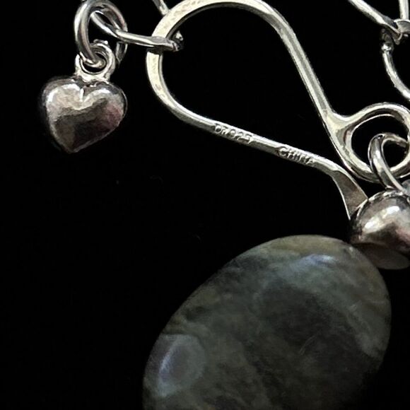 Jay King Marked DRT 925 Sterling Silver Gray Jasper Statement Necklace - Picture 5 of 7